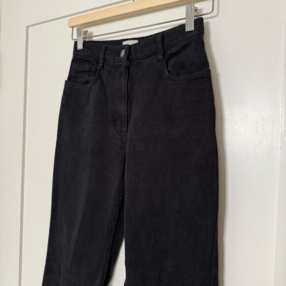 Wilfred Free Aritzia Flared Jeans Womens Sz 2 Black High Rise Denim Trendy - Picture 2 of 14